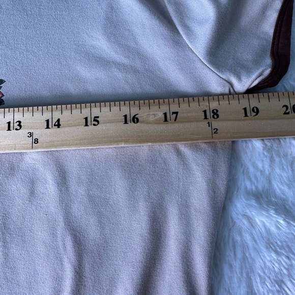 Beige Crop Top with Skull Graphic and Brown Trim Juniors XL - Picture 7 of 8